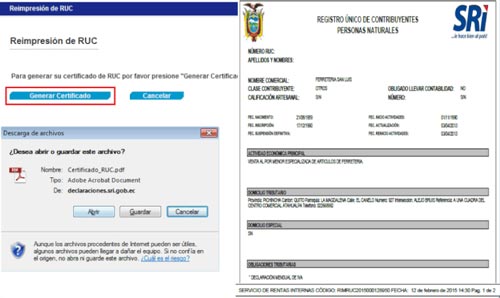 Imprimir Reimpresion Ruc Actualizado Del Sri Tramites Publicos