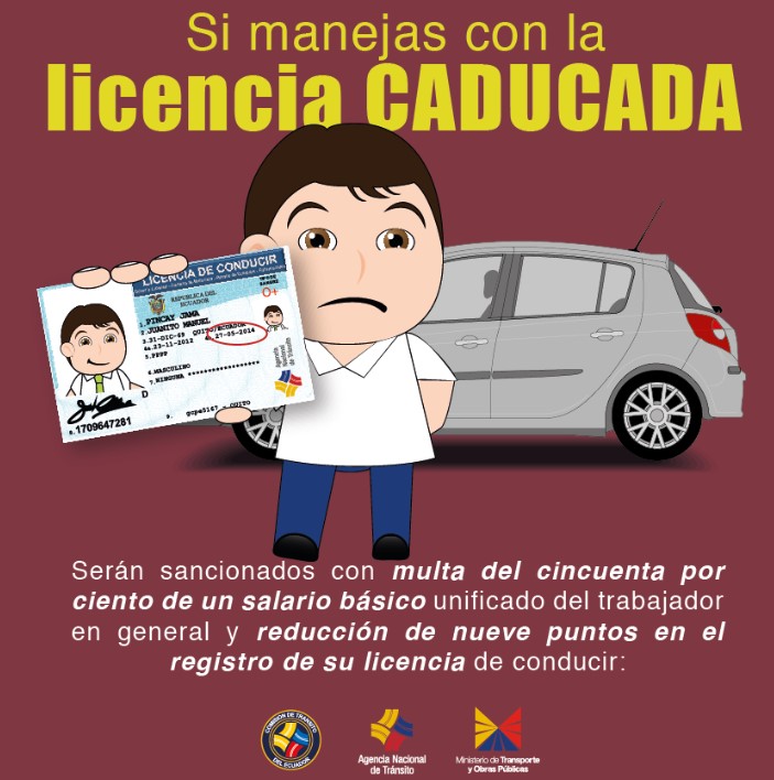 Multa por licencia caducada Ecuador