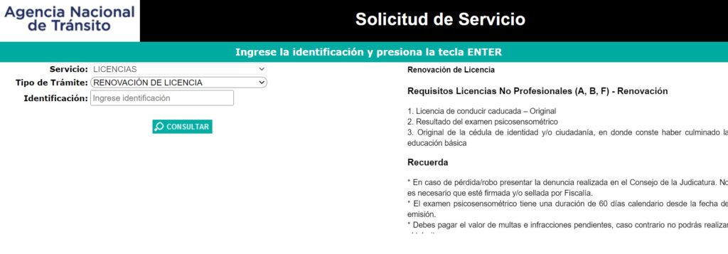 Turno para licencia caducada